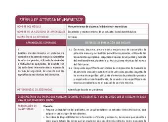 Inspección y mantenimiento de un actuador lineal oleohidráulico