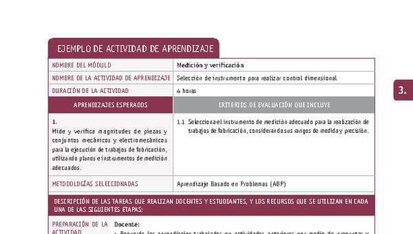 Selección de instrumento para realizar control dimensional