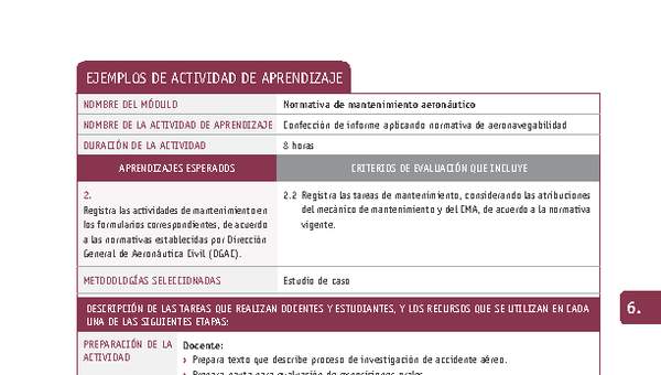 Confección de informe aplicando normativa de aeronavegabilidad