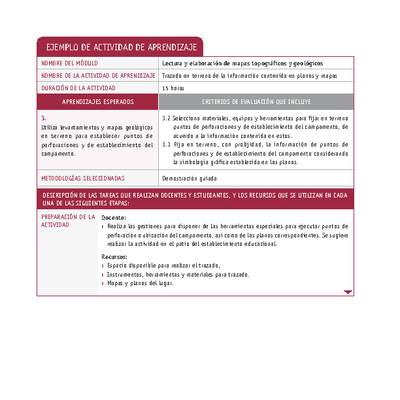 Trazado en terreno de la información contenida en planos y mapas