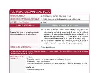 Medición de concentración de gases en minas subterráneas