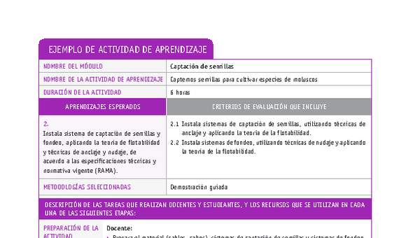 Captemos semillas para cultivar especies de moluscos