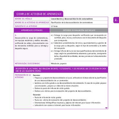 Planificación de la desconsolidación de contenedores