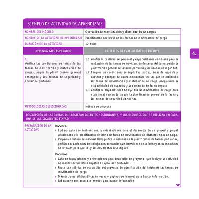 Planificación del inicio de las faenas de movilización de carga