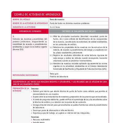 Punto de fusión en distintas muestras problemas