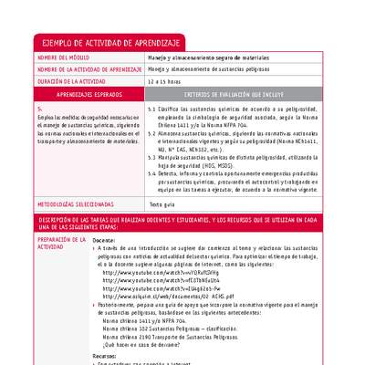 Manejo y almacenamiento de sustancias peligrosas