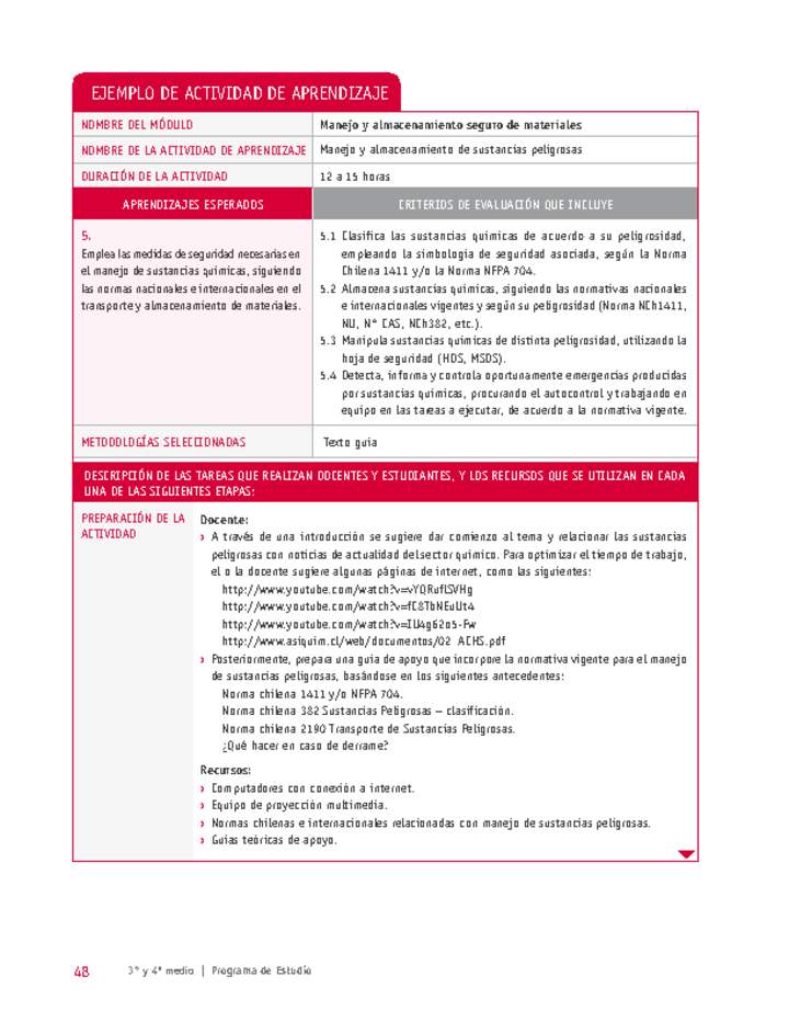 Manejo y almacenamiento de sustancias peligrosas