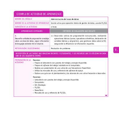 Uso de rutina para operación básica de gestión de datos, usando Pl/SQl