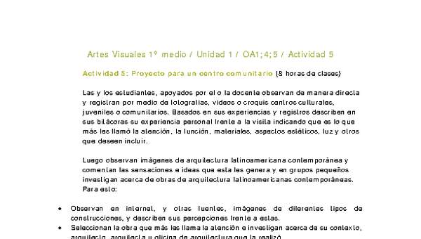 Artes Visuales 1 medio-Unidad 2-OA1;4;5-Actividad 5