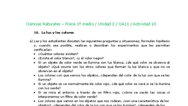 Ciencias Naturales 1 medio-Unidad 2-OA11-Actividad 10