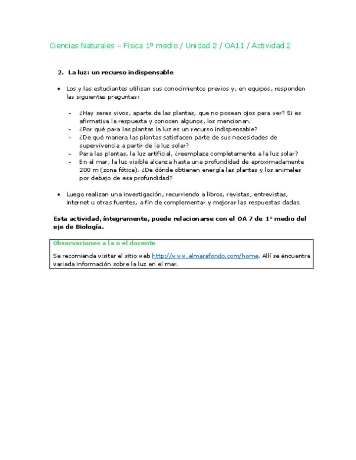 Ciencias Naturales 1 medio-Unidad 2-OA11-Actividad 2