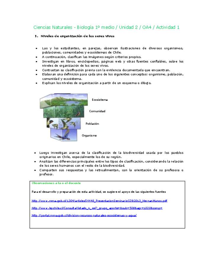 Ciencias Naturales 1 medio-Unidad 2-OA4-Actividad 1