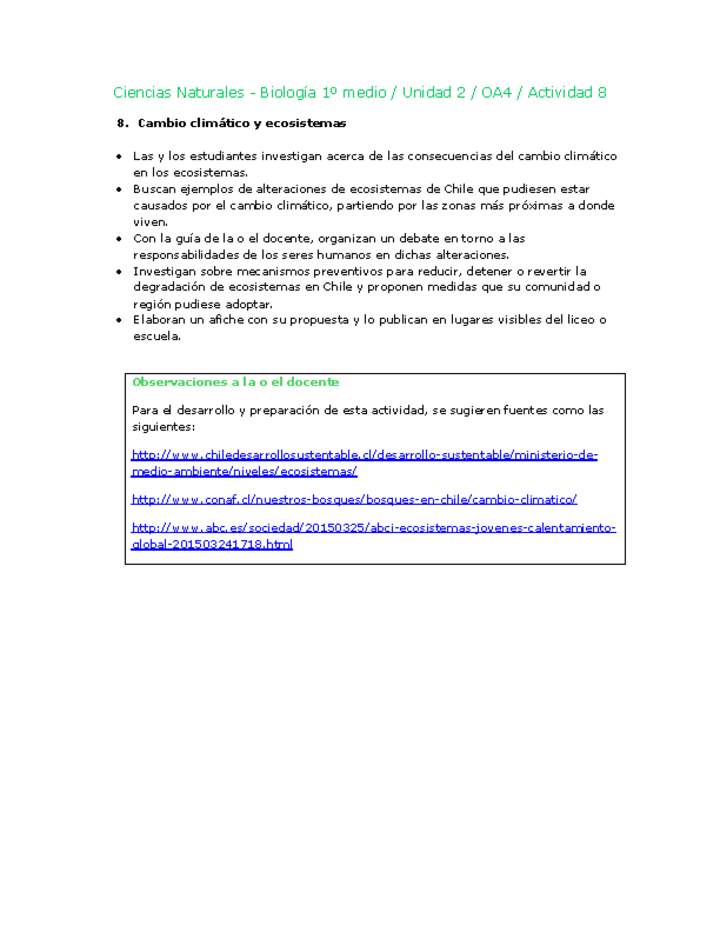 Ciencias Naturales 1 medio-Unidad 2-OA4-Actividad 8