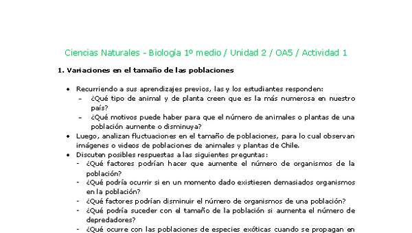 Ciencias Naturales 1 medio-Unidad 2-OA5-Actividad 1