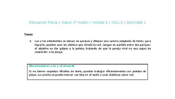 Educación Física 1 medio-Unidad 2-OA1;2-Actividad 1