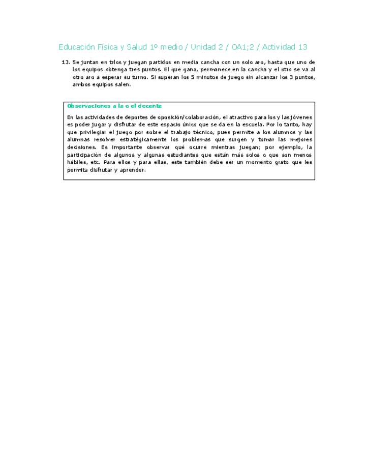 Educación Física 1 medio-Unidad 2-OA1;2-Actividad 13