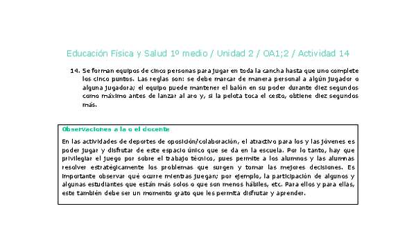 Educación Física 1 medio-Unidad 2-OA1;2-Actividad 14