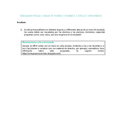 Educación Física 1 medio-Unidad 2-OA1;2-Actividad 6