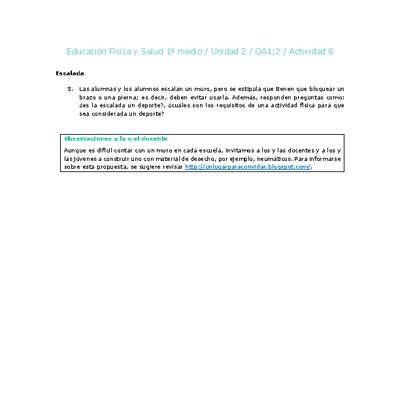 Educación Física 1 medio-Unidad 2-OA1;2-Actividad 8