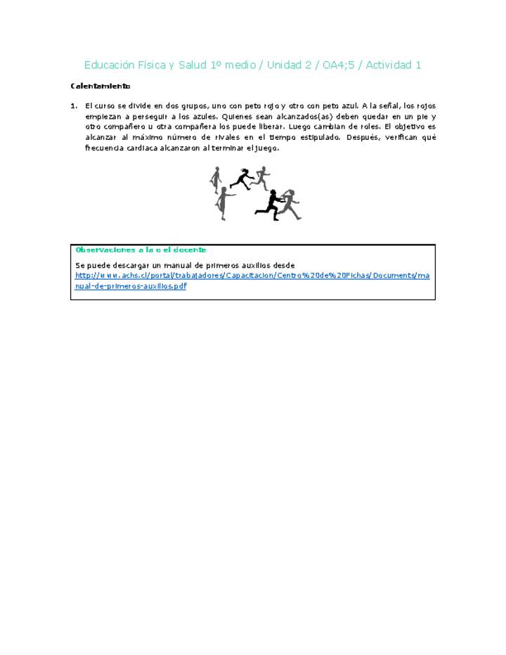 Educación Física 1 medio-Unidad 2-OA4;5-Actividad 1