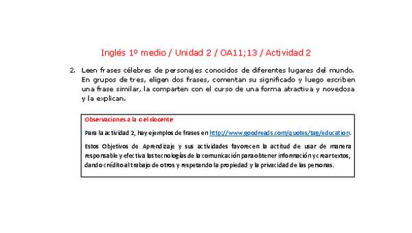 Inglés 1 medio-Unidad 2-OA11;13-Actividad 2