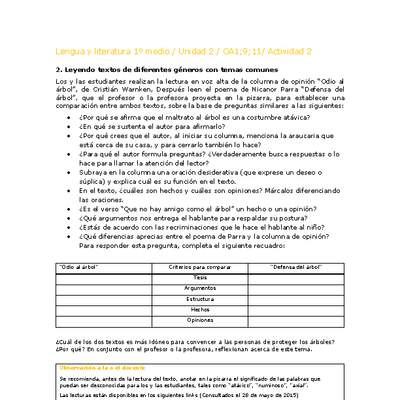 Lengua y Literatura 1 medio-Unidad 2-OA1;9;11-Actividad 2