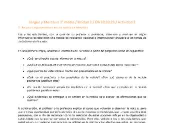 Lengua y Literatura 2 medio-Unidad 2-OA10;20;23-Actividad 2