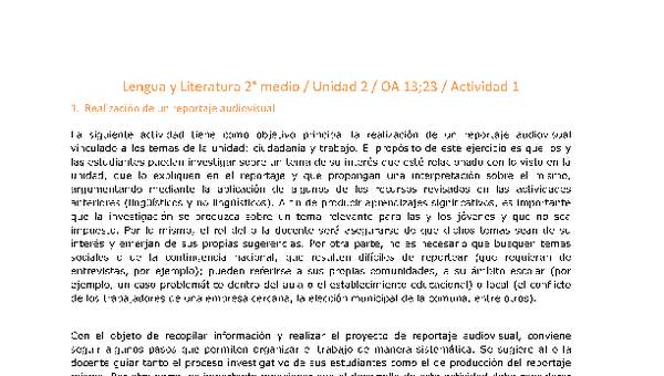 Lengua y Literatura 2 medio-Unidad 2-OA13;23-Actividad 1