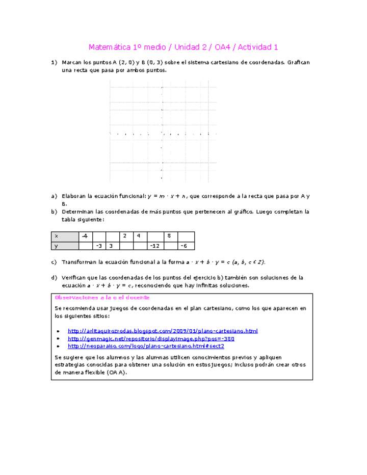 Matemática 1 medio-Unidad 2-OA4-Actividad 1