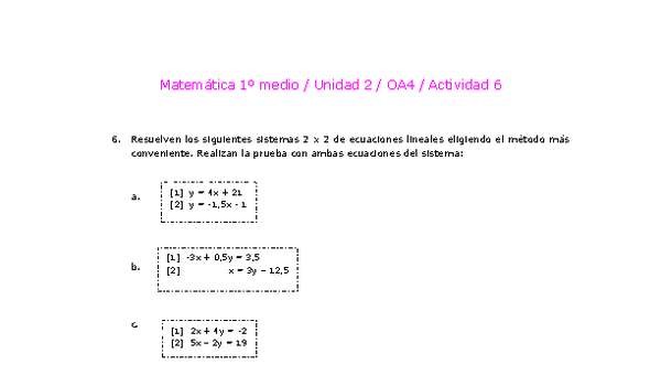 Matemática 1 medio-Unidad 2-OA4-Actividad 6