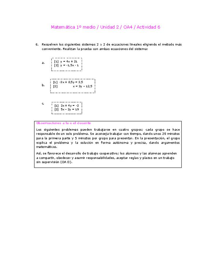 Matemática 1 medio-Unidad 2-OA4-Actividad 6