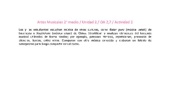 Artes Musicales 2 medio-Unidad 2-OA2;7-Actividad 2