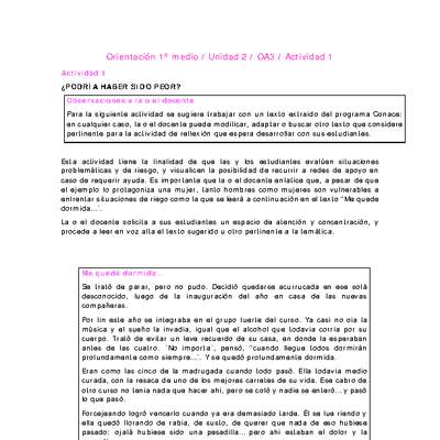 Orientación 1 medio-Unidad 2-OA3-Actividad 1