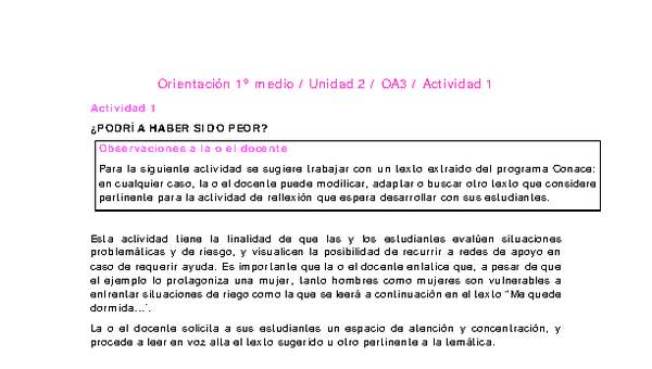 Orientación 1 medio-Unidad 2-OA3-Actividad 1