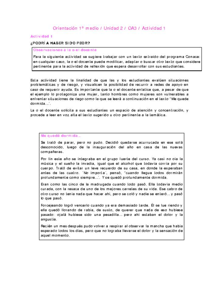 Orientación 1 medio-Unidad 2-OA3-Actividad 1