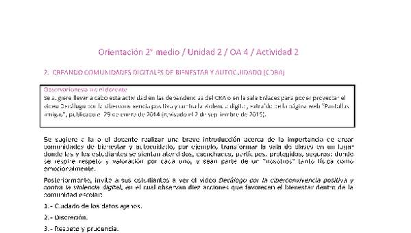 Orientación 2 medio-Unidad 2-OA4-Actividad 2