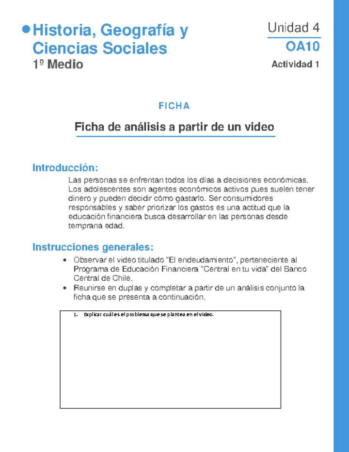 Ficha de análisis a partir de un video