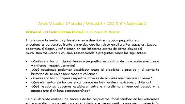 Artes Visuales 1 medio-Unidad 3-OA2;5;6-Actividad 2