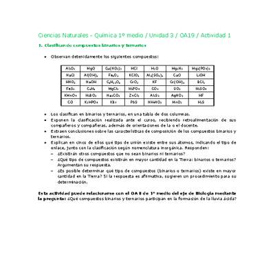 Ciencias Naturales 1 medio-Unidad 3-OA19-Actividad 1