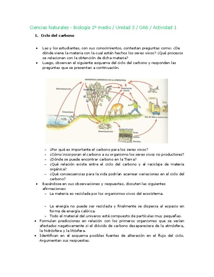 Ciencias Naturales 1 medio-Unidad 3-OA6-Actividad 1