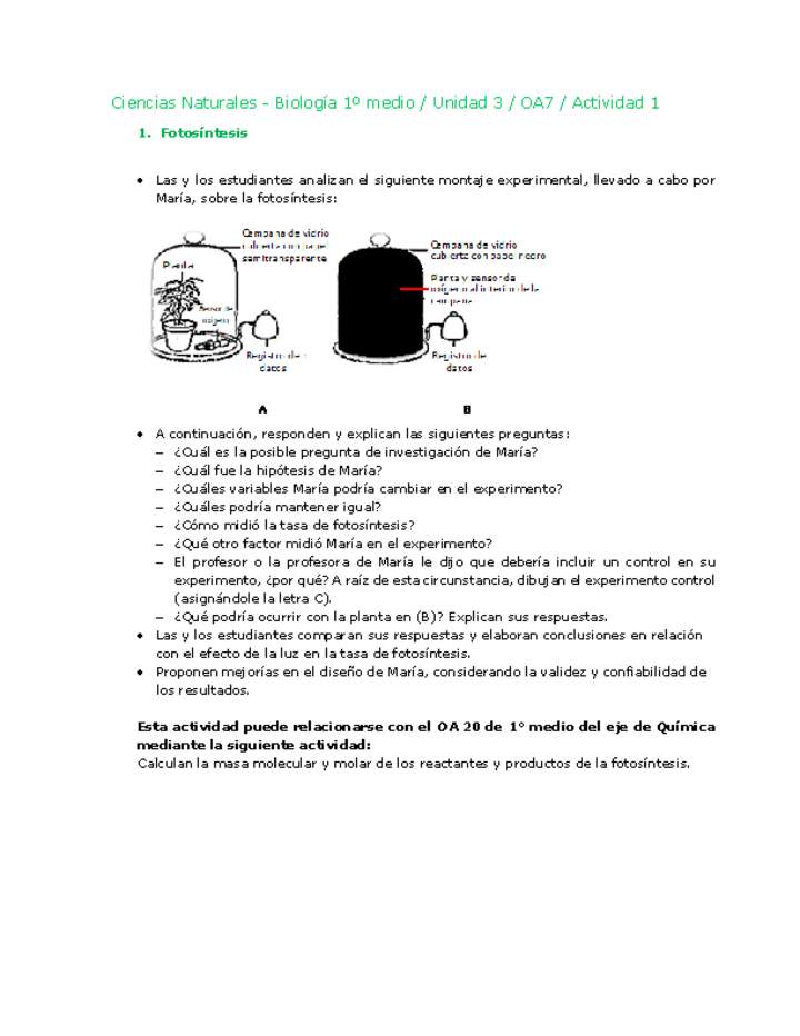 Ciencias Naturales 1 medio-Unidad 3-OA7-Actividad 1