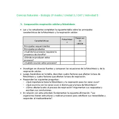 Ciencias Naturales 1 medio-Unidad 3-OA7-Actividad 5