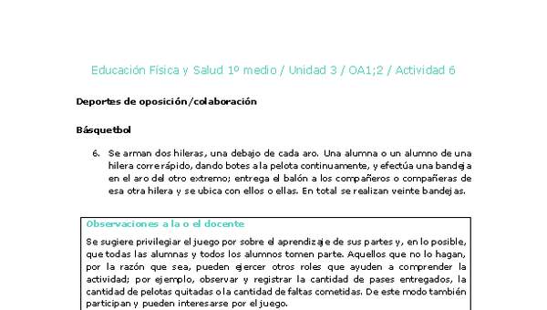 Educación Física 1 medio-Unidad 3-OA1;2-Actividad 6