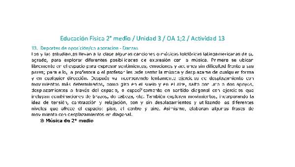 Educación Física 2 medio-Unidad 3-OA1;2-Actividad 13