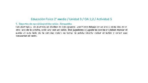 Educación Física 2 medio-Unidad 3-OA1;2-Actividad 5