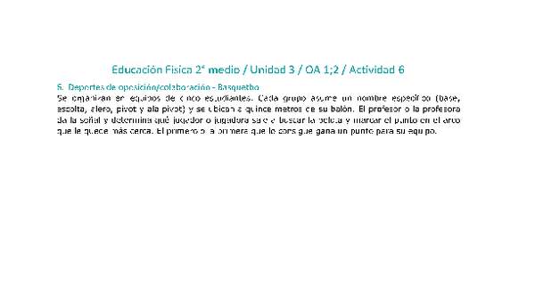 Educación Física 2 medio-Unidad 3-OA1;2-Actividad 6