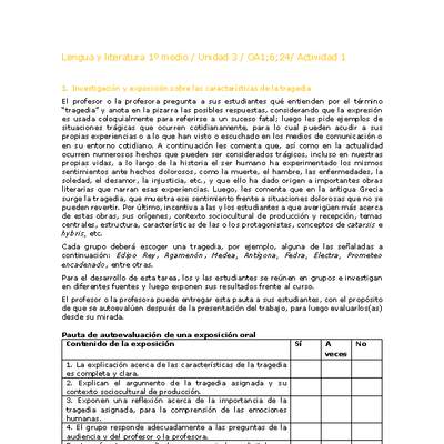 Lengua y Literatura 1 medio-Unidad 3-OA1,6,24-Actividad 1