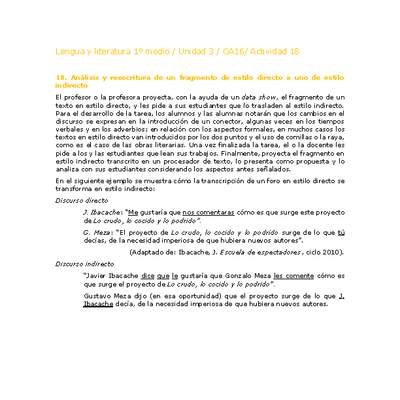 Lengua y Literatura 1 medio-Unidad 3-OA16-Actividad 18