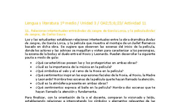 Lengua y Literatura 1 medio-Unidad 3-OA2,5,6,23-Actividad 11