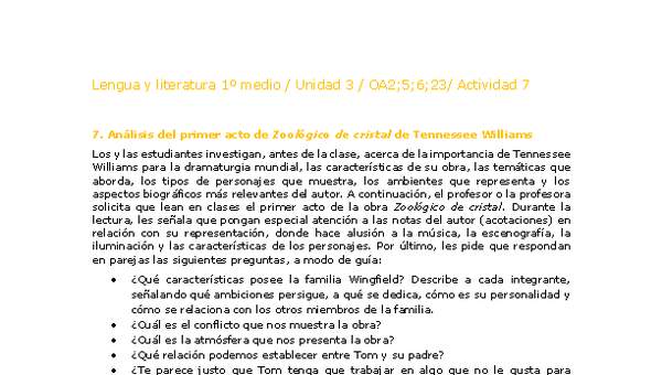 Lengua y Literatura 1 medio-Unidad 3-OA2,5,6,23-Actividad 7